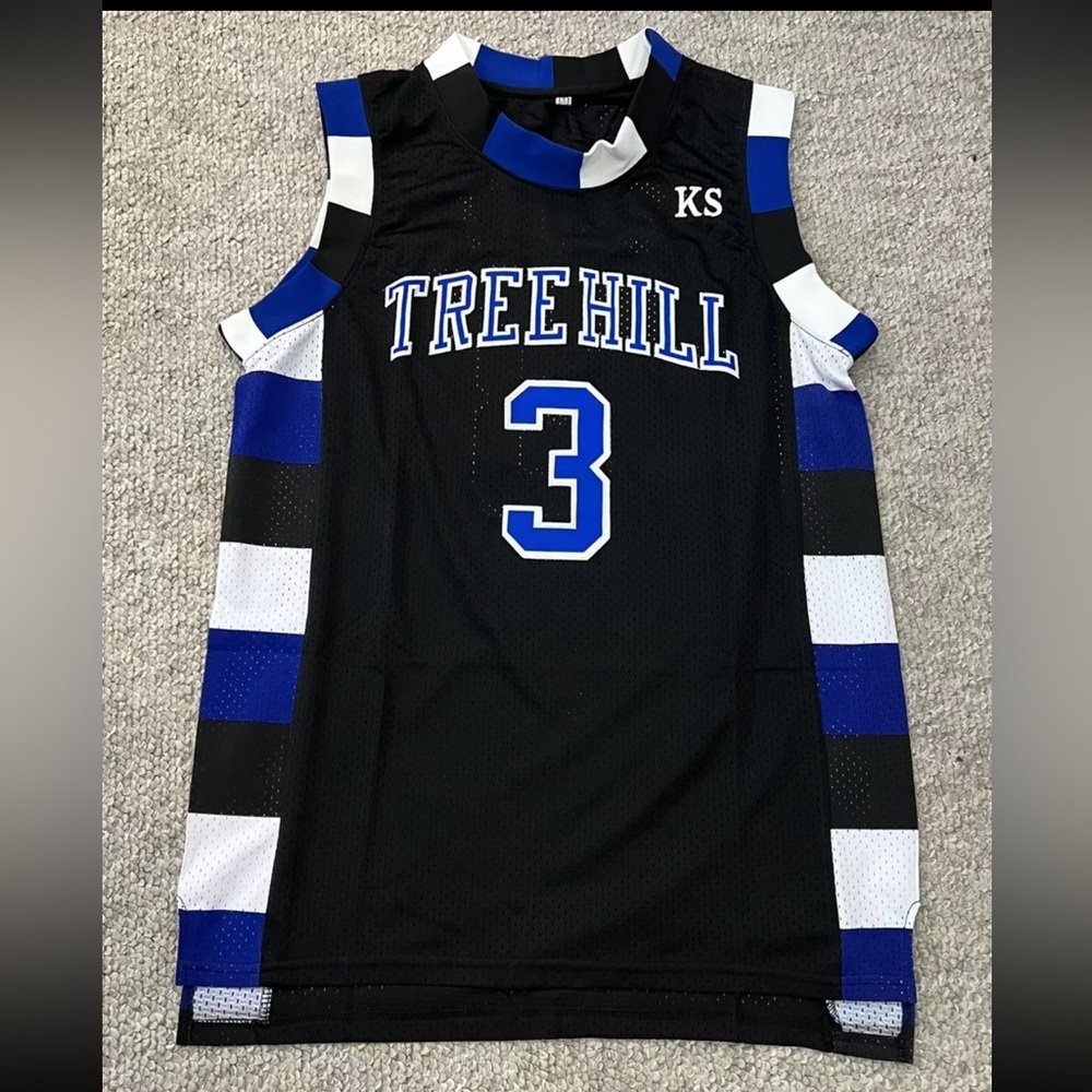 Lucas Scott #3 One Tree Hill Ravens Movie Basketball Jersey All Sewn Black NWOT